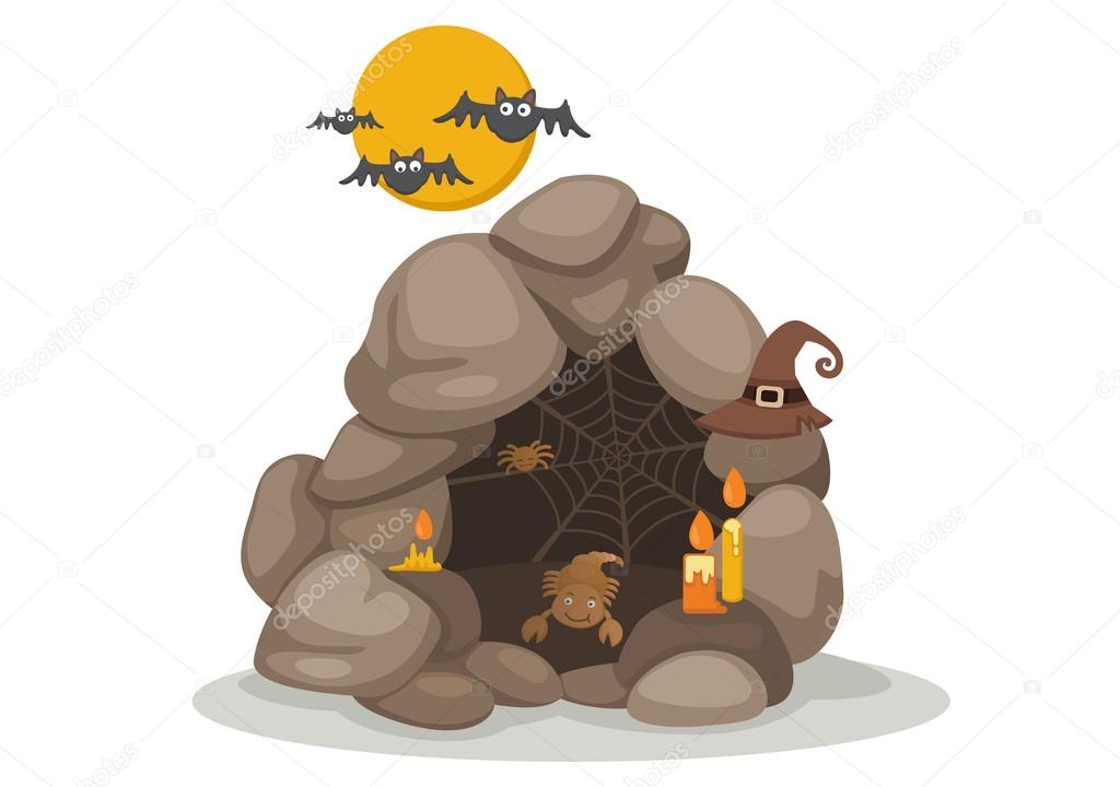 illustration of halloween cave vector