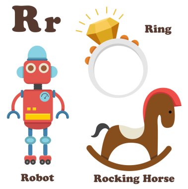 alfabe r letter.ring,robot,rocking at