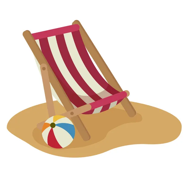 Silla de playa y vector de bola — Vector de stock