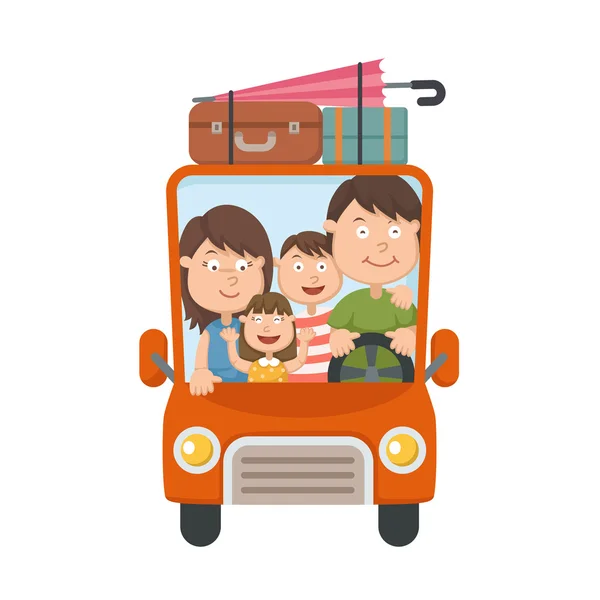 Familia viajando en coche vector — Vector de stock