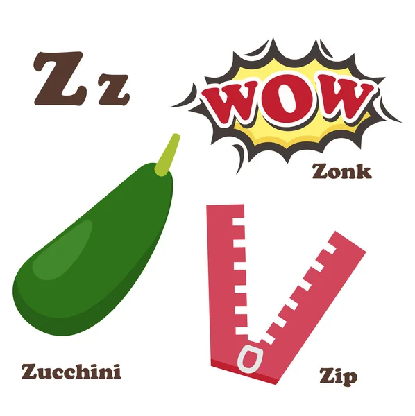 Alfabe z letter.zip,zonk,zucchini — Stok Vektör