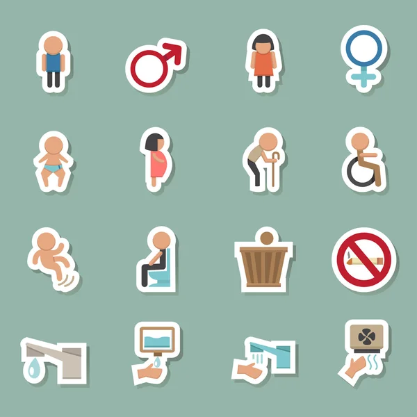 Mensen WC gekleurde pictogrammen — Stockvector