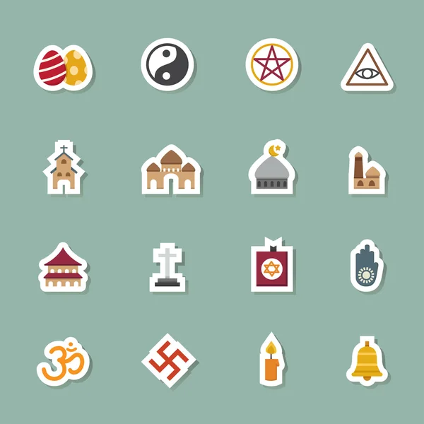 Religie gekleurde pictogrammen — Stockvector