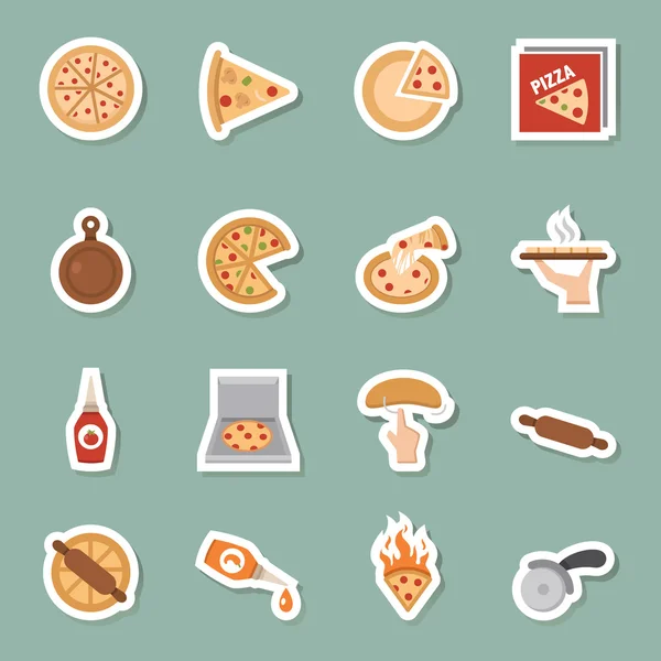 Ícones de cor de pizza — Vetor de Stock