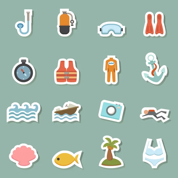 Summer equipment color icons — Stock Vector