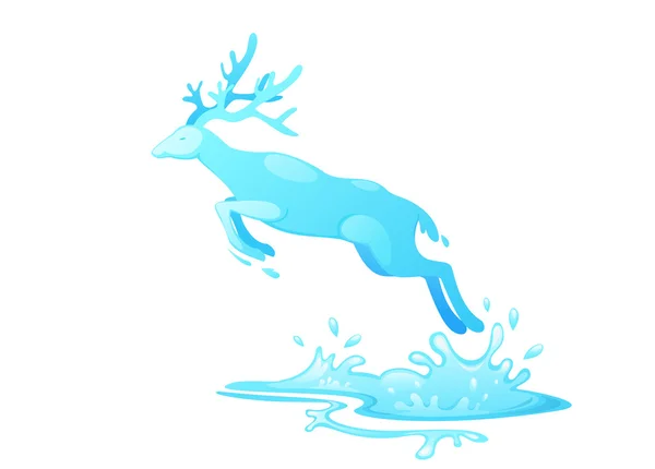 Saltar ciervos del vector de agua — Vector de stock