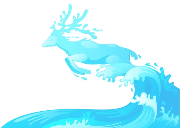 Jumping deer out of water vector — Stock Vector