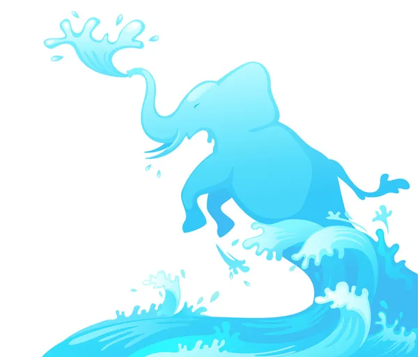 Jumping elephant out of water vector — Stock Vector