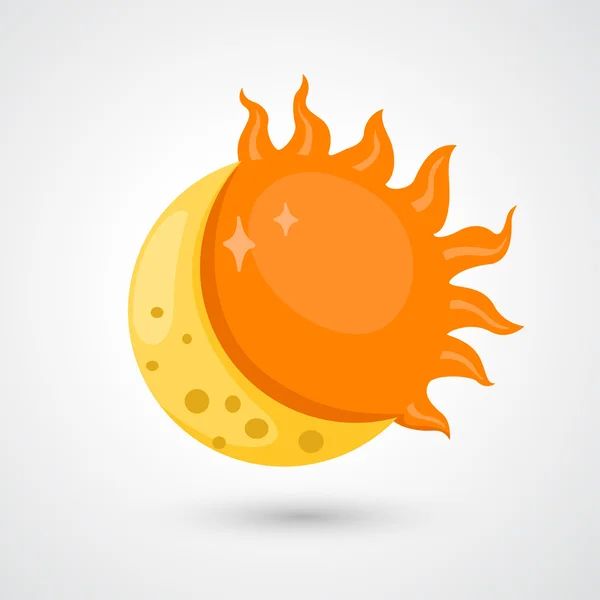 Moon with sun icon vector — Stock Vector