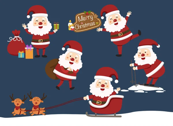 Santa Claus Feliz Año Nuevo Feliz Navidad Ilustración Vector — Vector de stock