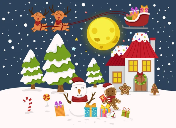 Santa Claus Feliz Año Nuevo Feliz Navidad Ilustración Vector — Vector de stock