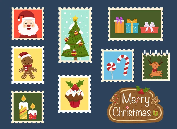 Feliz Natal Coleção Cartões Férias Vetor Ilustração —  Vetores de Stock
