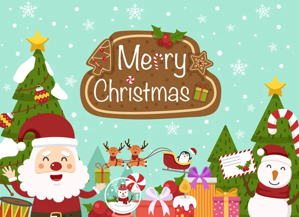 Santa Claus Feliz Año Nuevo Feliz Navidad Ilustración Vector — Vector de stock