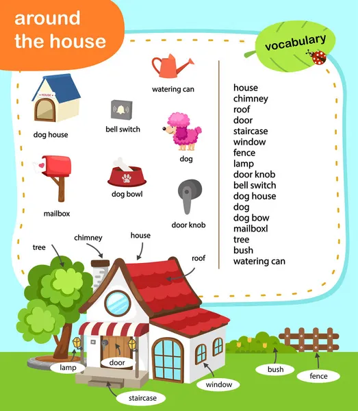 Education Vocabulary House Vector Illustration — Stock Vector