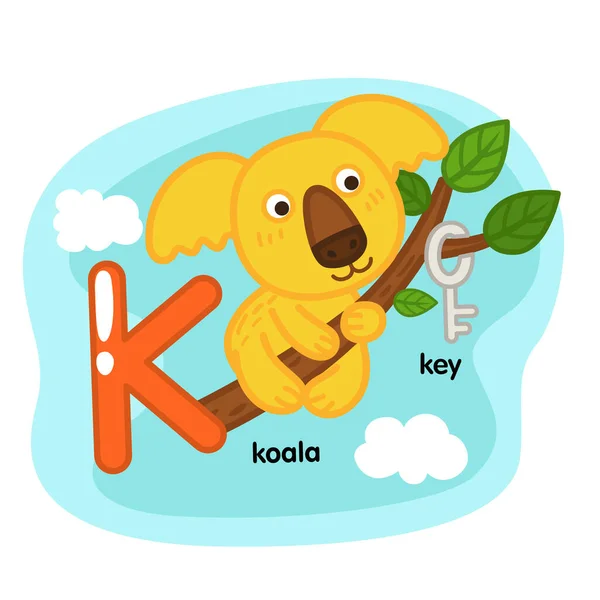 Alphabet Isolated Letter Koala Key Illustration Vector — стоковый вектор