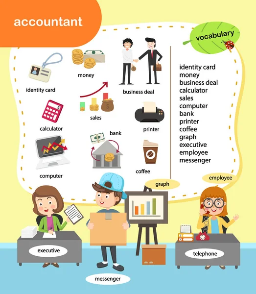 Education Vocabulary Accountant Vector Illustration — Vector de stock