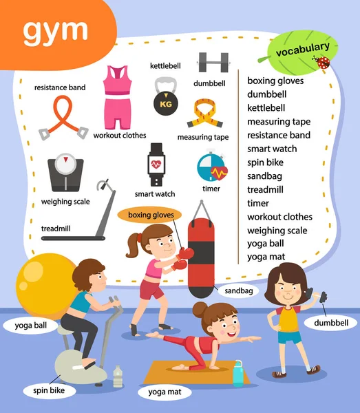 Education Vocabulary Gym Vector Illustration — Stockvector