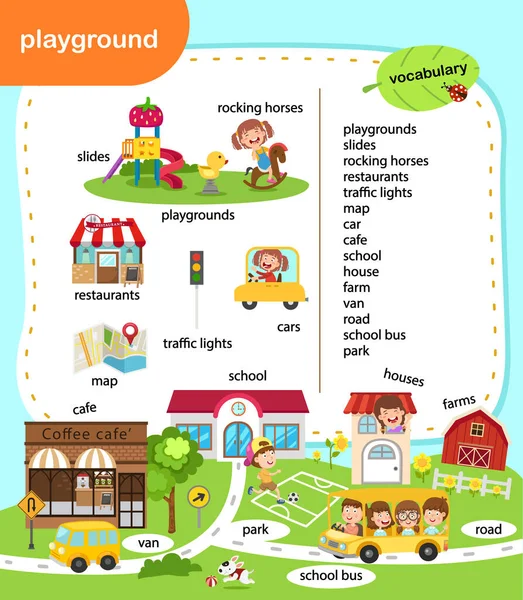 Vocabulário Educação Ilustração Vetor Playground —  Vetores de Stock