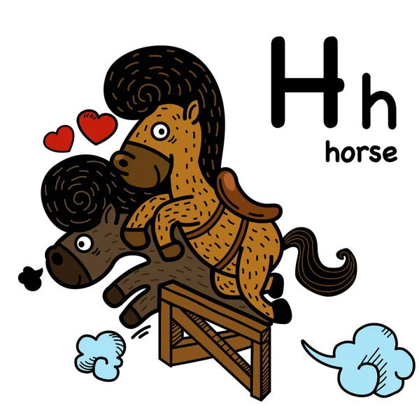 Alphabet Letter Horse — 스톡 벡터