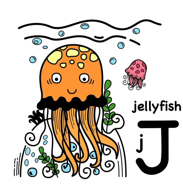 字母字母字母J Jellyfish — 图库矢量图片