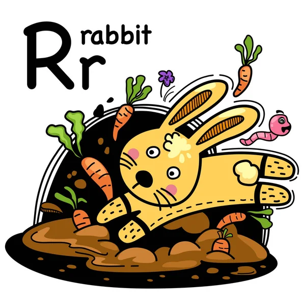 Alfabeto Lettera Rabbit — Vettoriale Stock