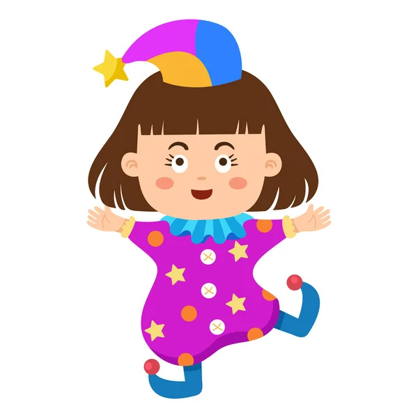 Clown Little Girl Vector Illustration — Stock Vector