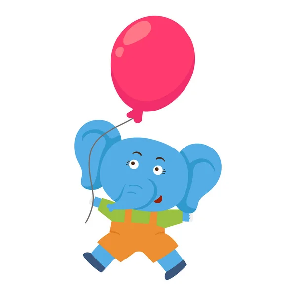Roztomilý Slon Drží Balón — Stockový vektor