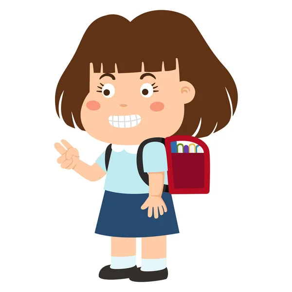 通学用ベクトルを持った女の子のイラスト — ストックベクタ