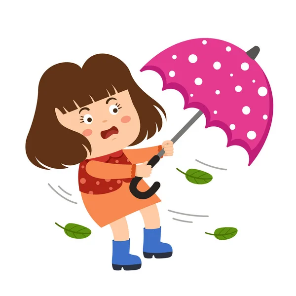 Dívka Držící Deštník Vektorové Ilustrace — Stockový vektor
