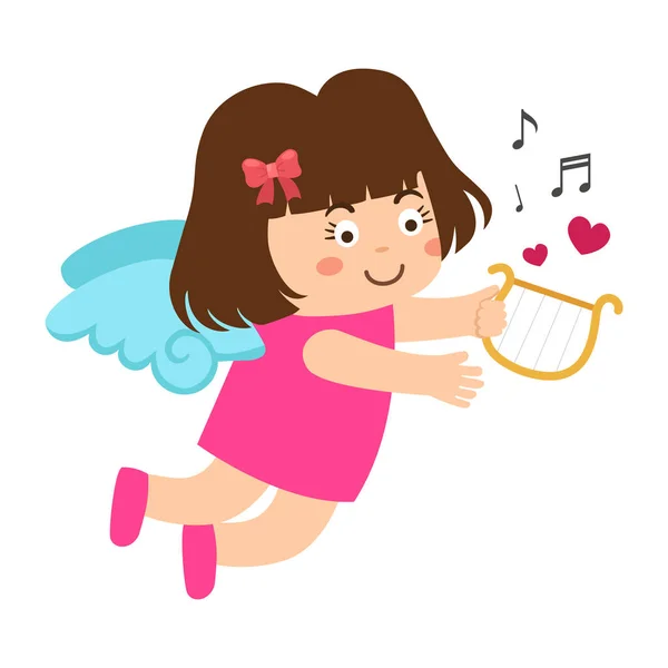 Cartoon Character Cupid Girl Illustration White Background — Stock Vector