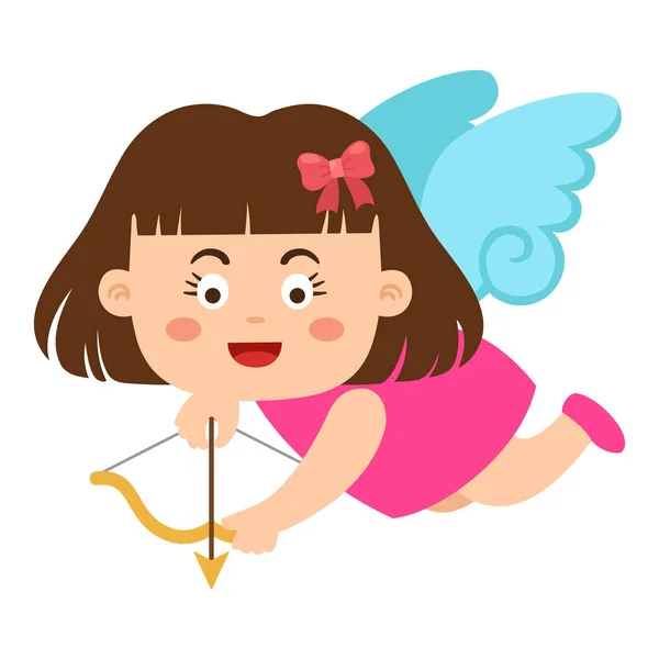 Cartoon Character Cupid Girl Illustration White Background — Stock Vector