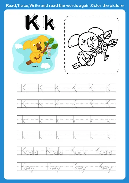 Alphabet Letter Cartoon Vocabulary Coloring Book Illustration Vector — Stok Vektör