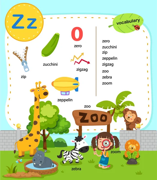 Alphabet Letter Education Vocabulary Illustration Vector — Stock Vector