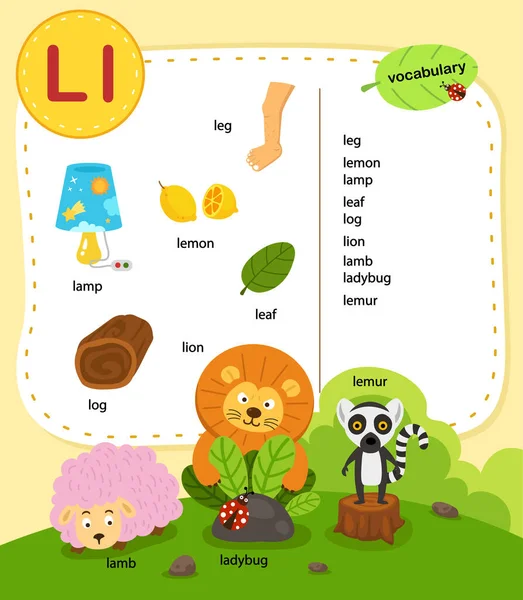 Alphabet Lettre Éducation Vocabulaire Illustration Vecteur — Image vectorielle