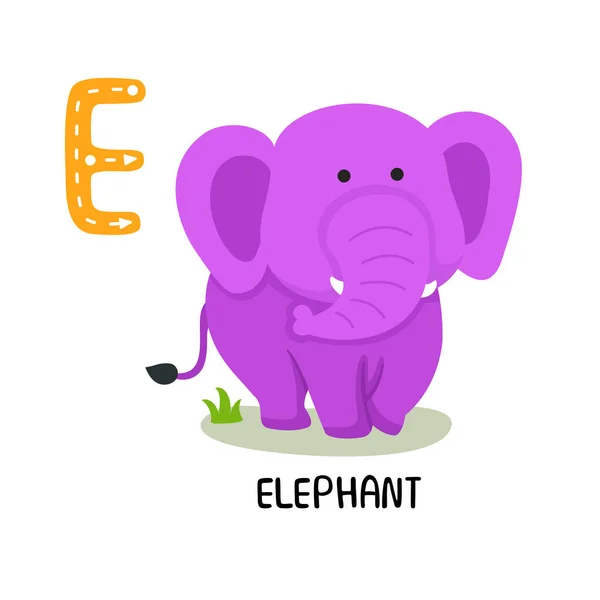 Illustration Isolated Animal Alphabet Letter Elephant — Stock Vector