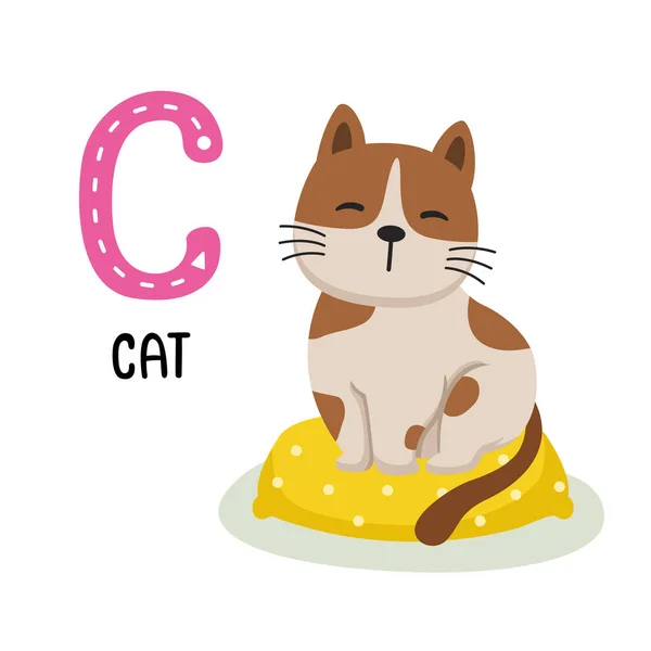 Ilustración Alfabeto Animal Aislado Letra Cat — Vector de stock