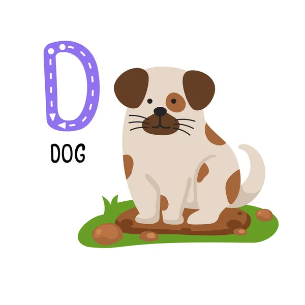 Illustration Isolated Animal Alphabet Letter Dog — Vector de stock