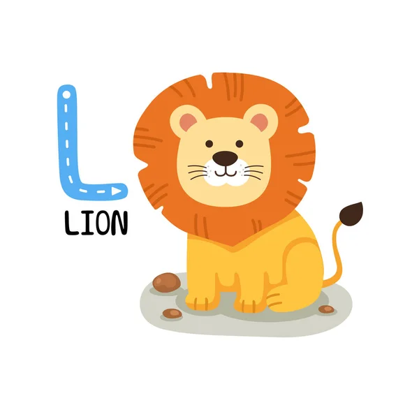 Ilustración Letra Aislada Del Alfabeto Animal Lion — Vector de stock