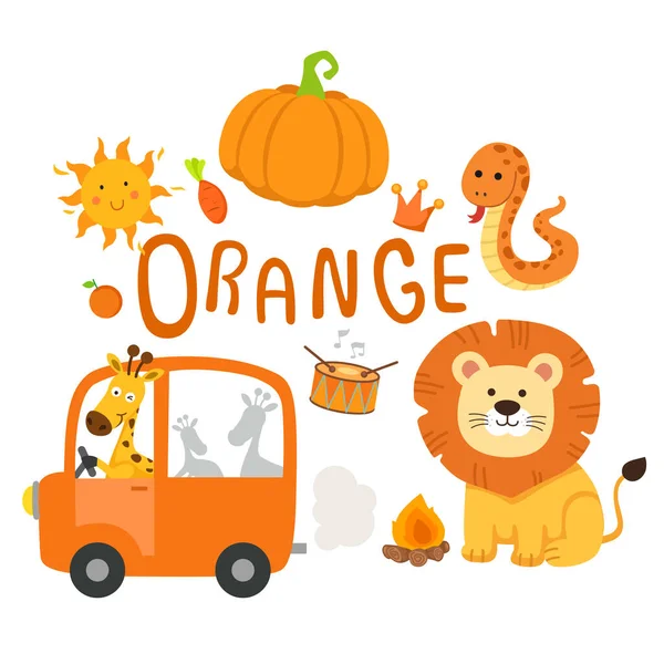 Illustration Vecteur Groupe Orange Isolé — Image vectorielle