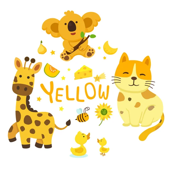 Ilustración Del Vector Grupo Color Amarillo Aislado — Vector de stock