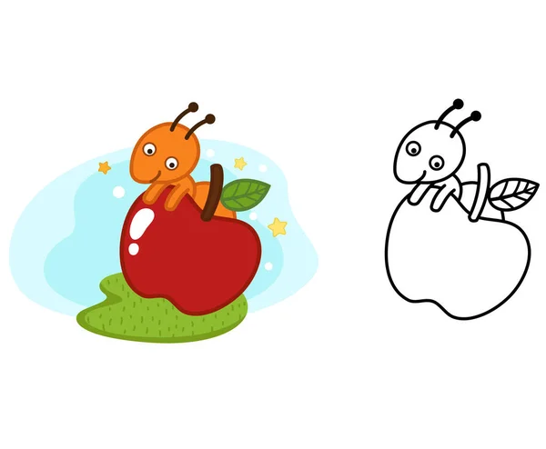 Illustration Educational Coloring Book Cartoon Ant Vector — Vetor de Stock