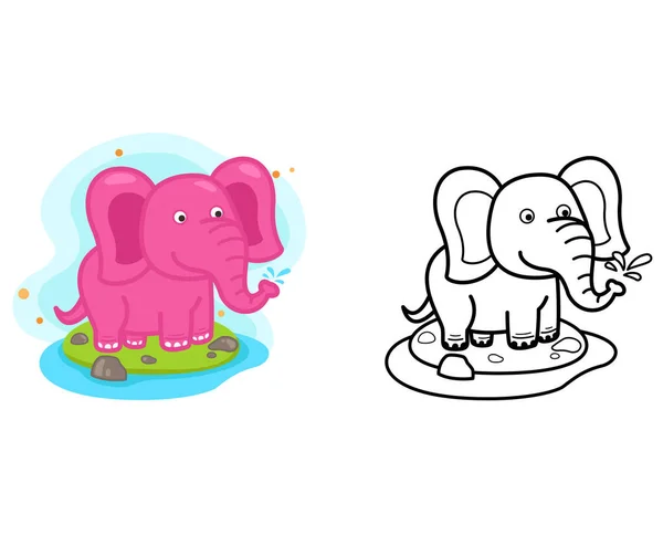 Illustration Educational Coloring Book Animal Elephant Vector — Stock vektor