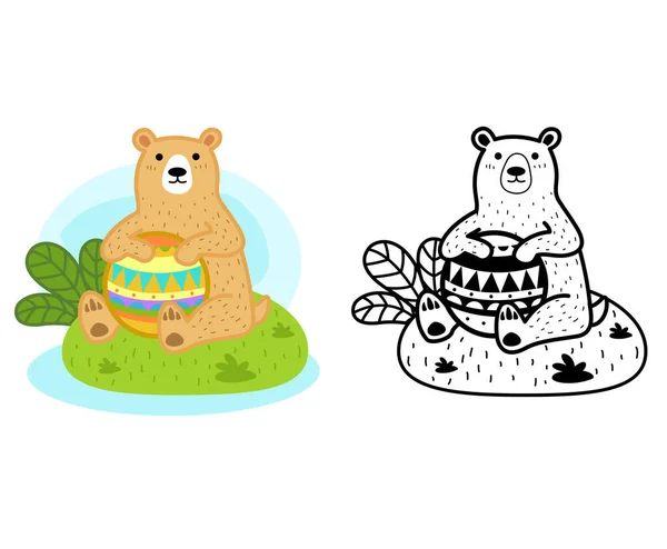 Illustration Educational Coloring Book Animal Bear Vector — Stok Vektör