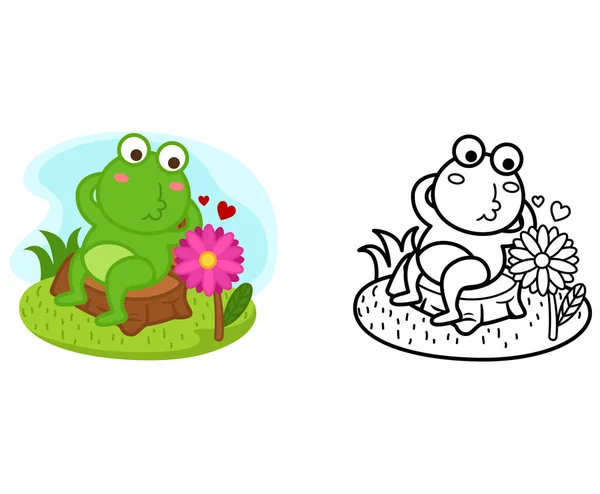 Illustration Educational Coloring Book Cartoon Frog Vector — Vettoriale Stock