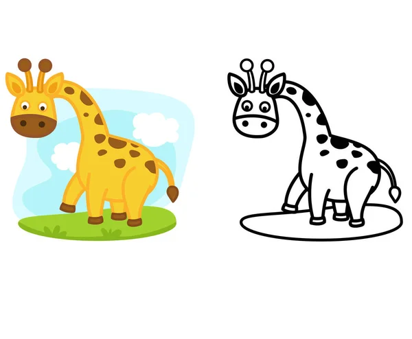 Illustration Educational Coloring Book Animal Giraffe Vector — Stok Vektör