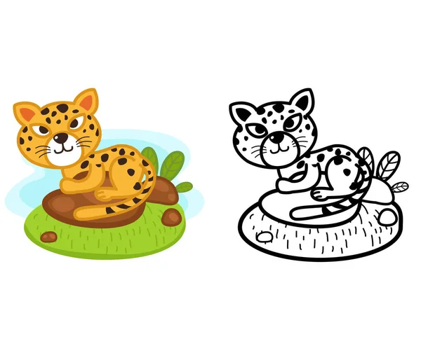 Illustration Educational Coloring Book Animal Jaguar Vector — Stok Vektör