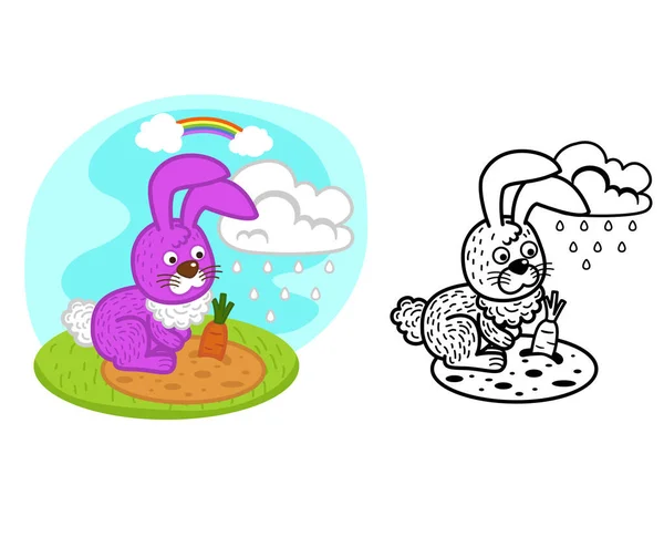 Illustration Educational Coloring Book Cartoon Rabbit Vector — Stock vektor