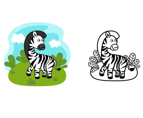 Illustration Educational Coloring Book Animal Zebra Vector — Stock vektor