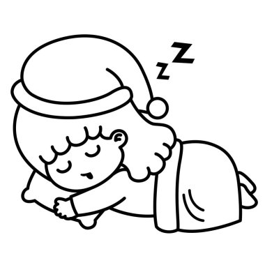 sleepy kid girl vector illustration