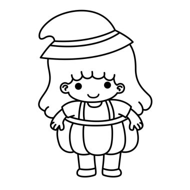 izole halloween kız vektör çizimi